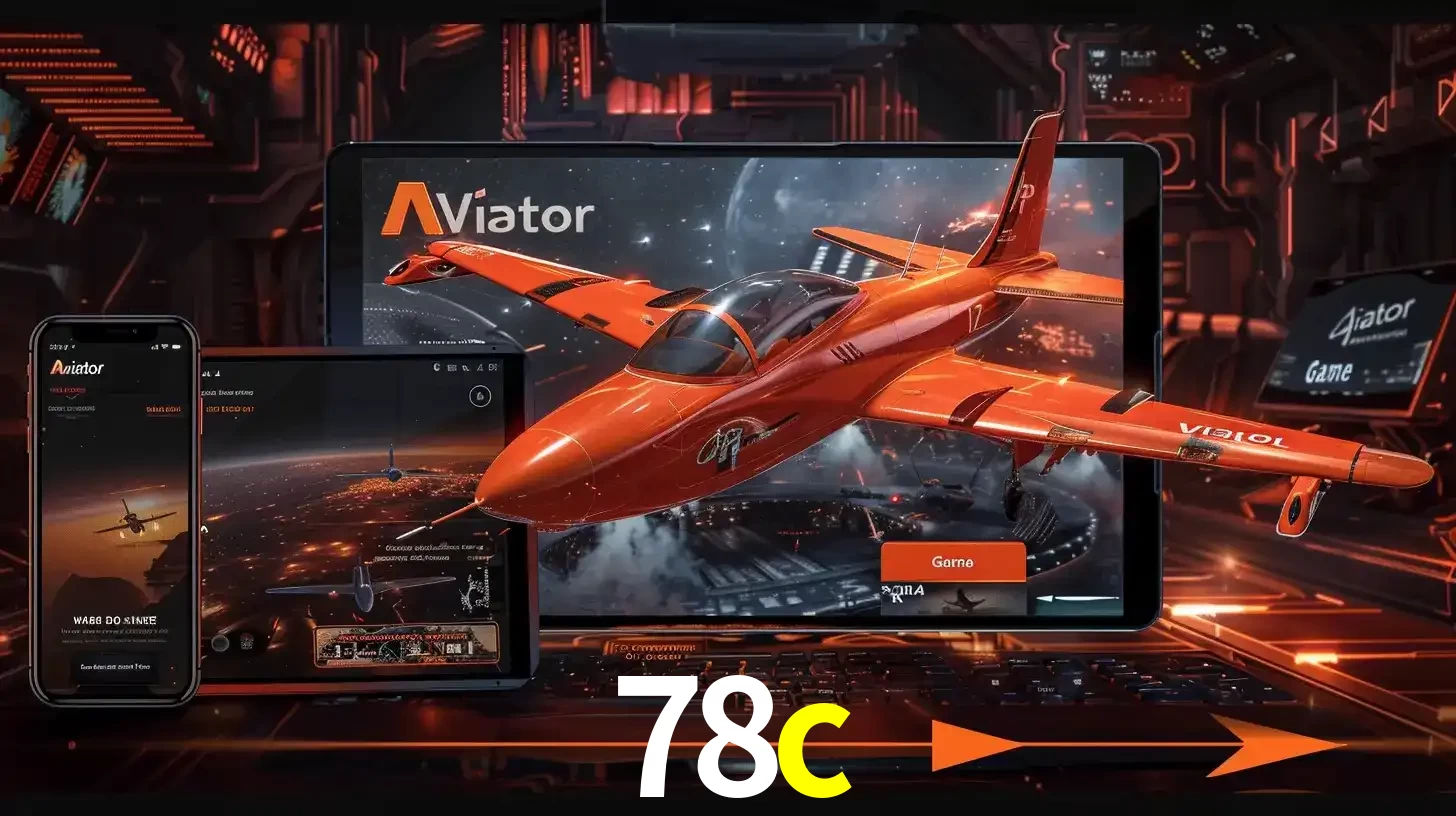 Apresentação tecnológica do jogo Aviator com um avião saindo da tela de um tablet, demonstrando a experiência imersiva em múltiplos dispositivos no 78c.