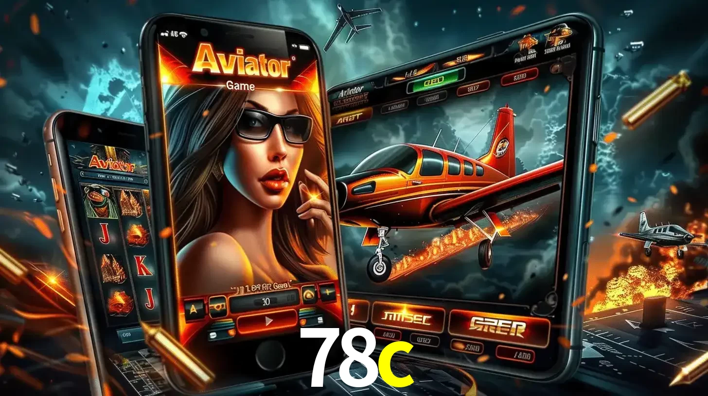 O popular jogo de apostas Aviator exibido em vários celulares e tablets, mostrando a interface emocionante e a ação de voo disponíveis para jogar agora no 78c.