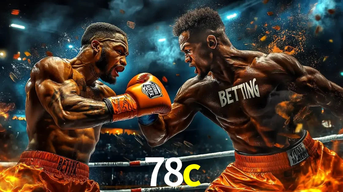 Dois boxeadores em uma luta intensa e explosiva, representando a adrenalina e as oportunidades de apostas em esportes de combate disponíveis na plataforma 78c.