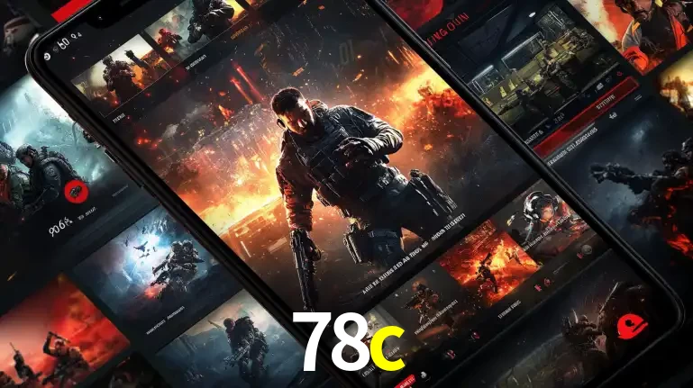 Tela de um celular exibindo uma galeria de jogos de tiro com temática militar, mostrando a variedade de e-sports disponíveis para apostas na plataforma de entretenimento 78c.